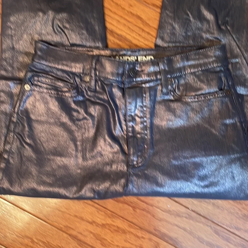 LANDS END 8 tall coated BLUE jeans 5 pocket high rise NWOT slim - Picture 4 of 14